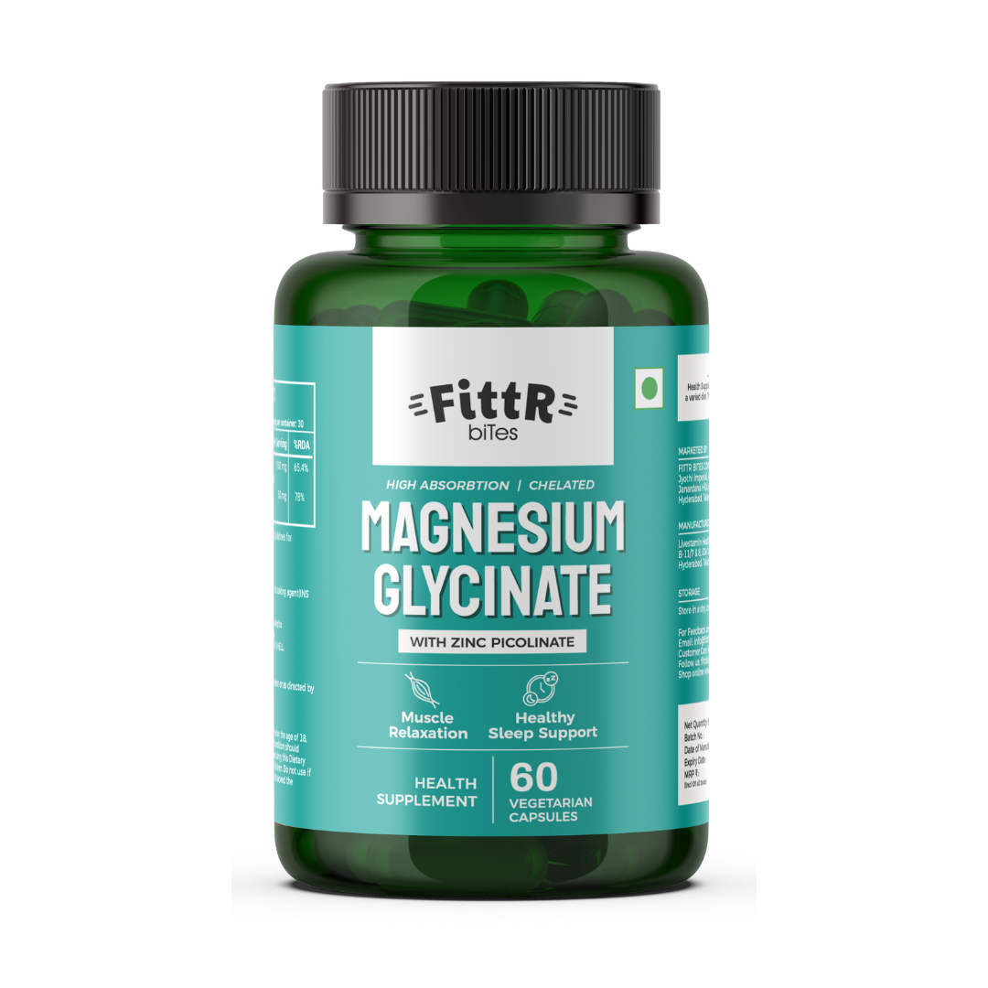 Magnesium Glycinate Supplement 1100mg with Zinc Picolinate, Relaxation & Healthy Muscle Function for Women Men, Pack of 1, (60 Capsules)