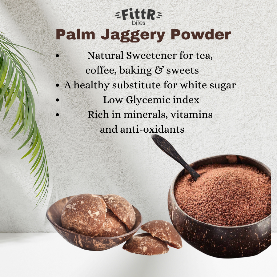 FittR Bites Natural Palm Jaggery, 100% Pure Natural Sweetener, Karupatti, No added preservatives, No artificial sweetener