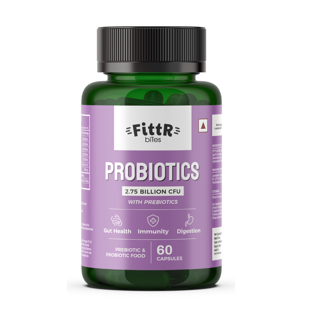 Probiotic Capsules with Prebiotics for Gut health & Digestion, for Men & Women, Single pack (60 Capsules)