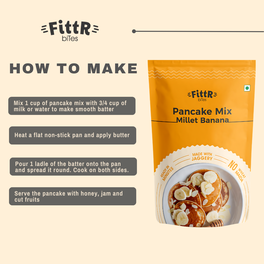 FittR Bites Assorted pack of Oats & Millets Chocolate Pancake Mix & Banana Pancake mix