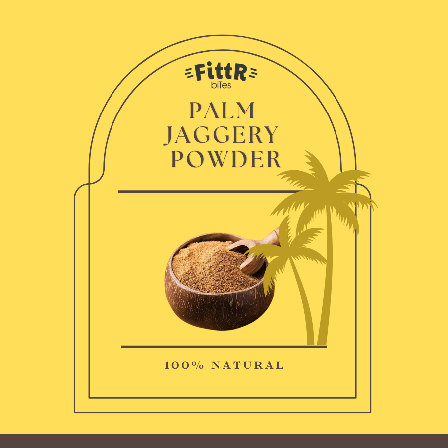 FittR Bites Palm Jaggery Product Label – 100% Pure Natural Sweetener Branding on Pack