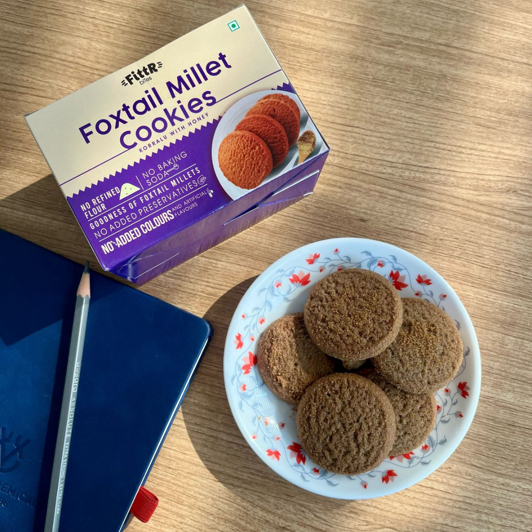 FittR Bites Foxtail Millet Cookies, Pack of 4 boxes, 400 gms