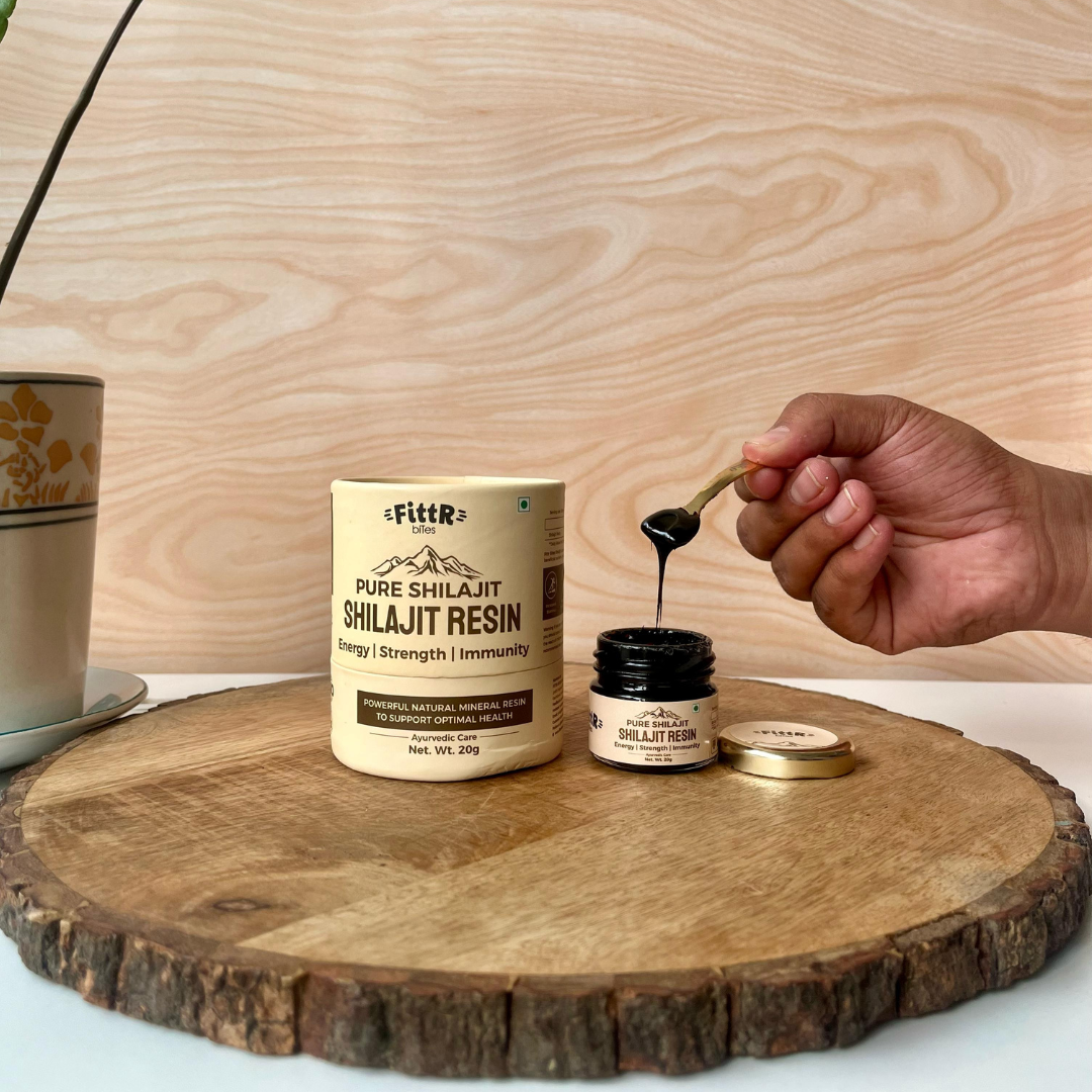 Fittr Bites Pure Himalayan Shilajit Resin for Energy, Immunity & Vitality (20g Jar)