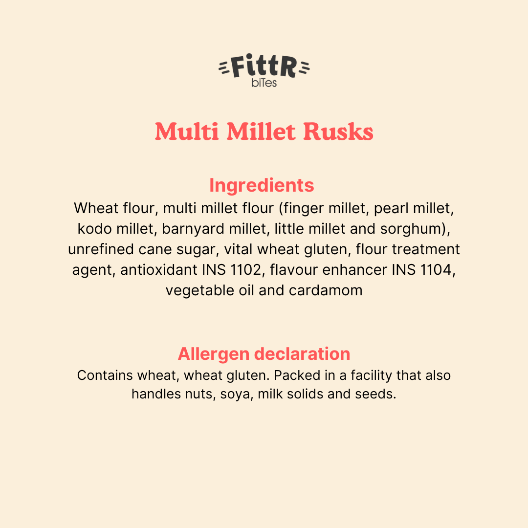 Multi Millet Rusks Toast - Pack of 4, 400 gms
