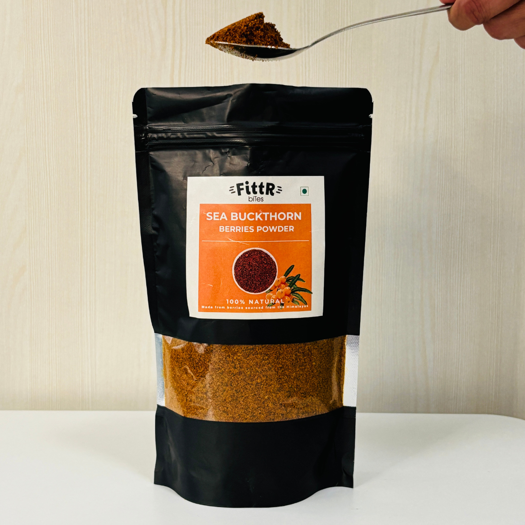 Sea Buckthorn powder by Fittr Bites, rich in Omega, Vitamin C and E