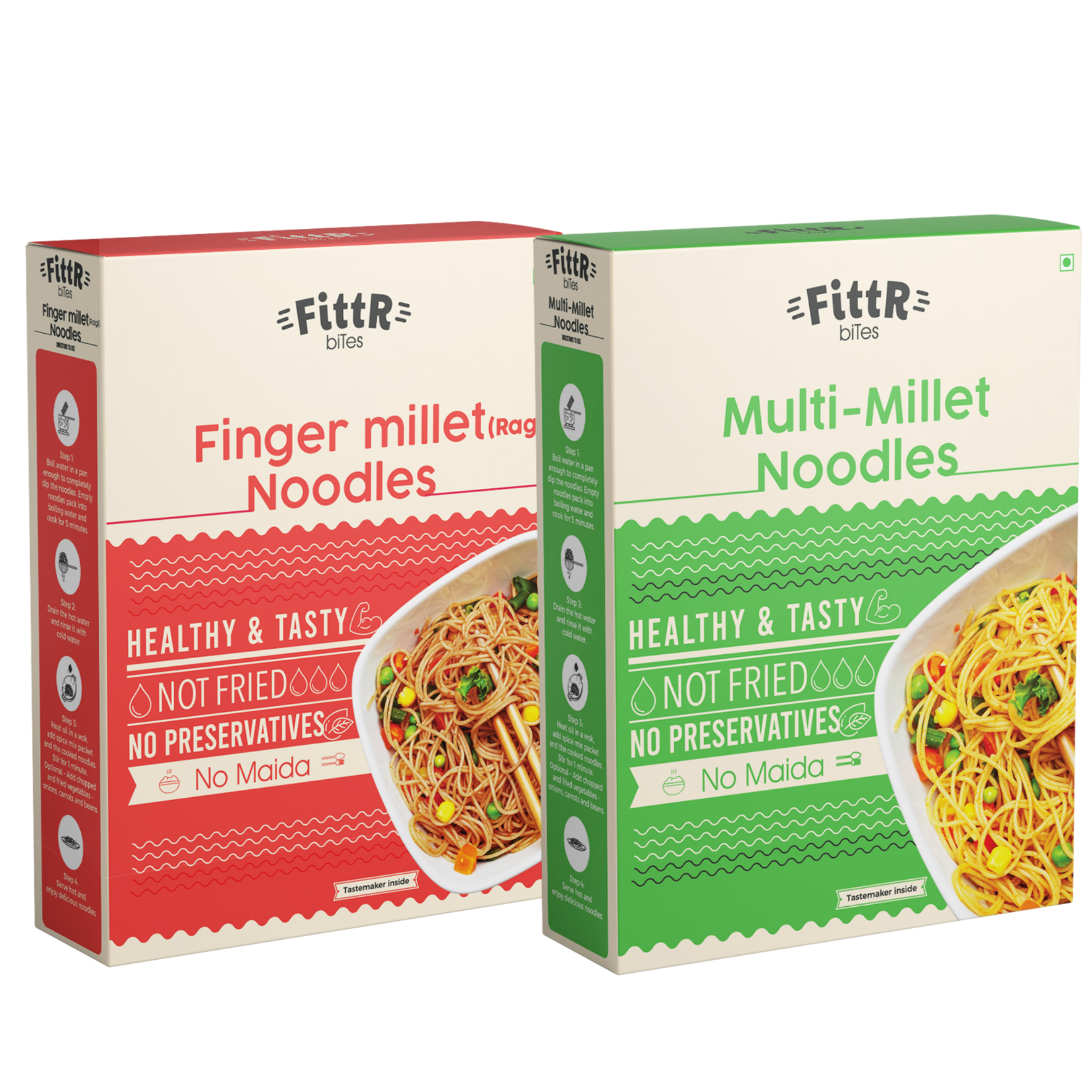 Multi Millets Noodles & Finger Millets (Ragi) Noodles Combo | Pack of 2 | 192g Each