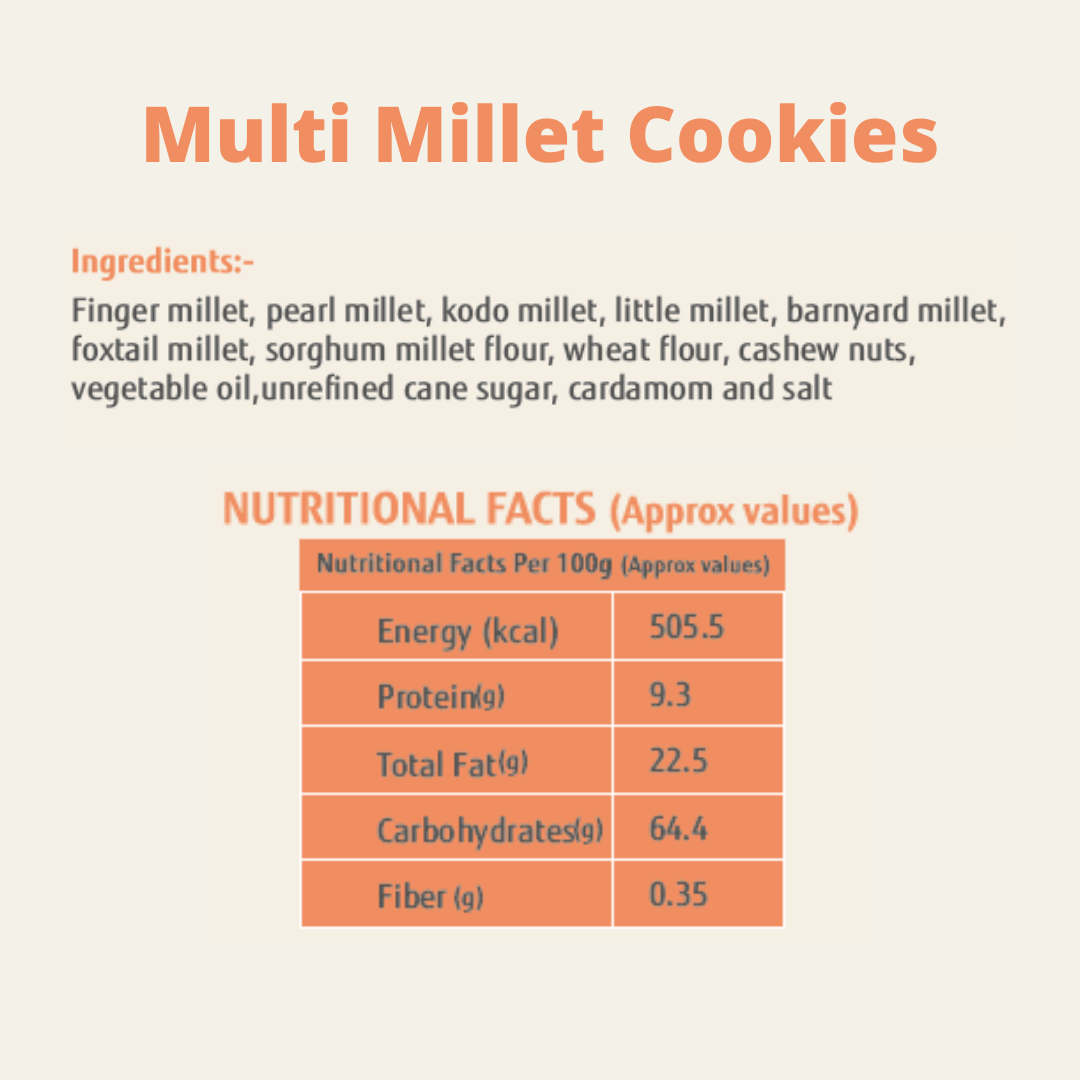 Multi Millet Cookies (Pack of 4 boxes - 100 grams box each)