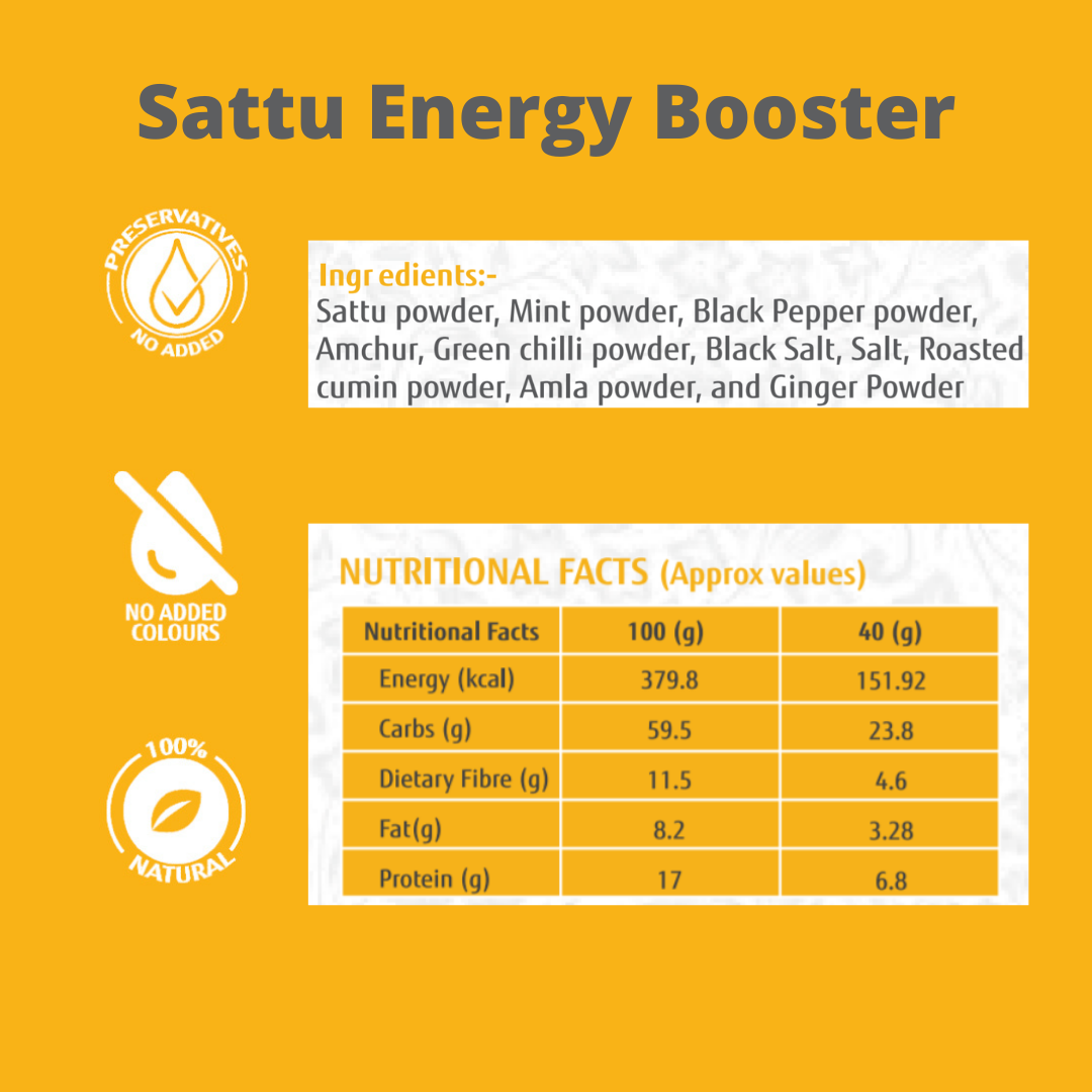Sattu Energy Booster - Pack of two (Each pack 200 gms - 5 X 40 gms sachets)