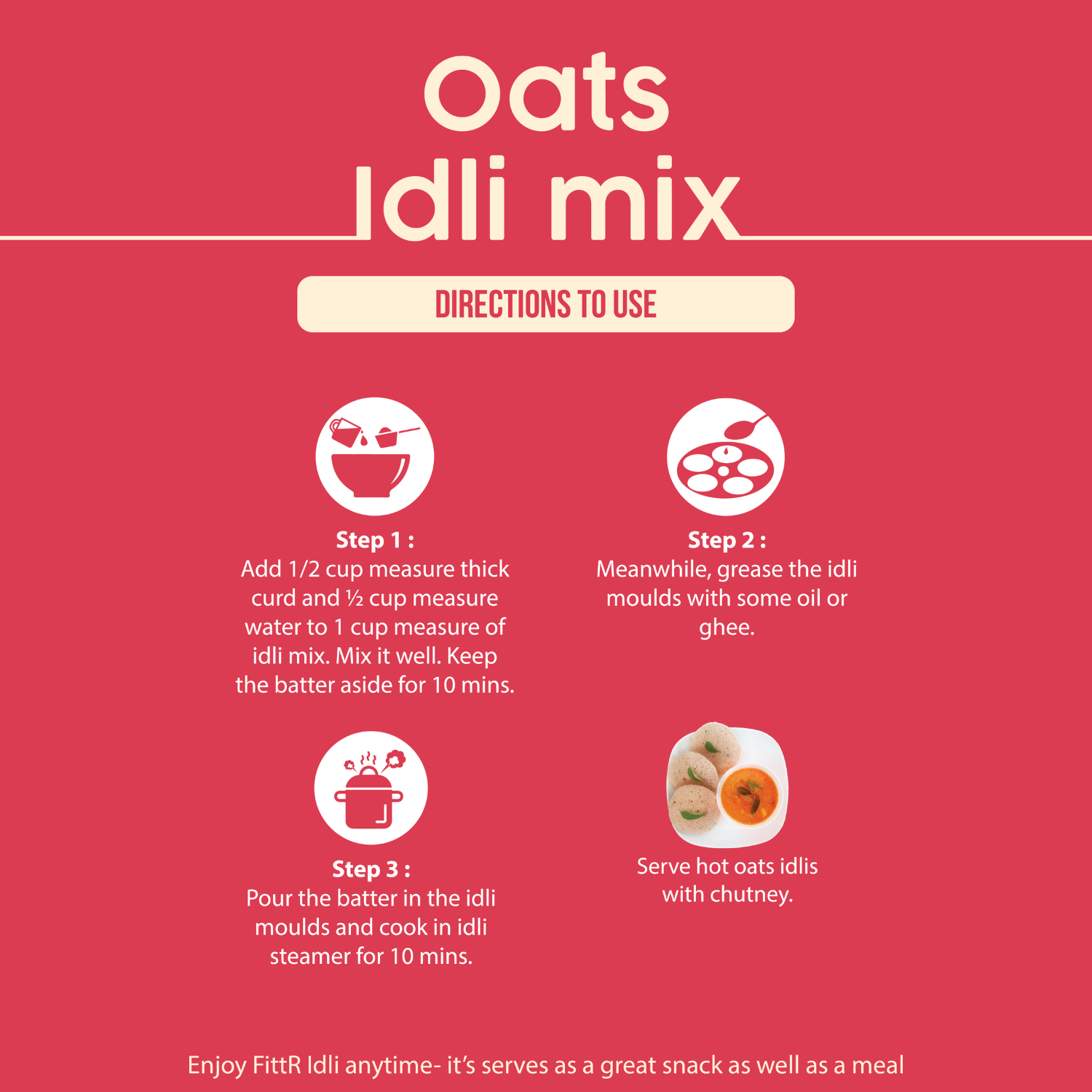 Oats Idli Mix | Healthy Breakfast | 325 Gms, 15-16 Idlis